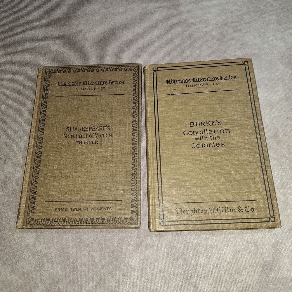 Riverside Literature Series Lot Of 2 - Shakespeare And Burkes - Antique